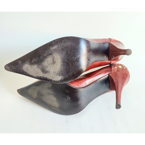 Steve Madden High Heel Shoes 4" Leather Brown Studs Tifani Size 9 Pointy Toe Vtg - Picture 8 of 10